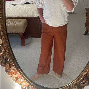 Wide-Leg High-Rise Pants in Burnt Orange